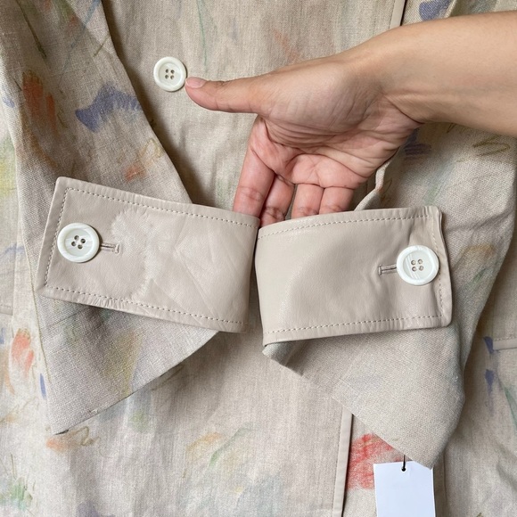 Lafayette 148 NY Modern Muse Linen Laurita Trench Coat Abstract M GUC - Picture 5 of 9